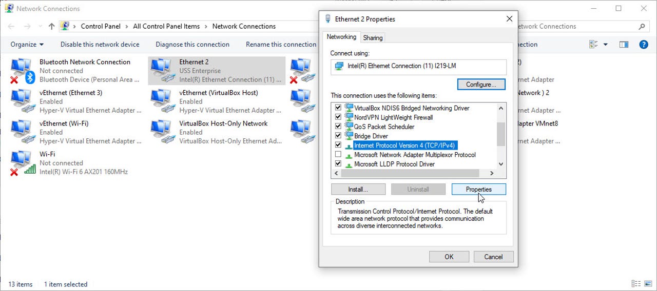 Select Internet Protocol Version 4 (TCP/IP v4)